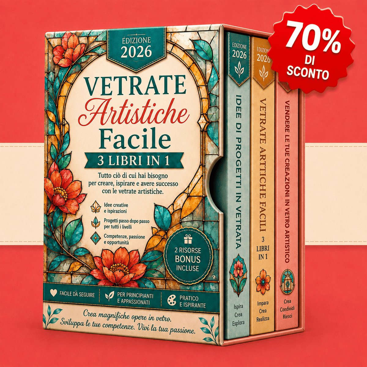 Vetrate Artistiche Facile – 3 Libri in 1